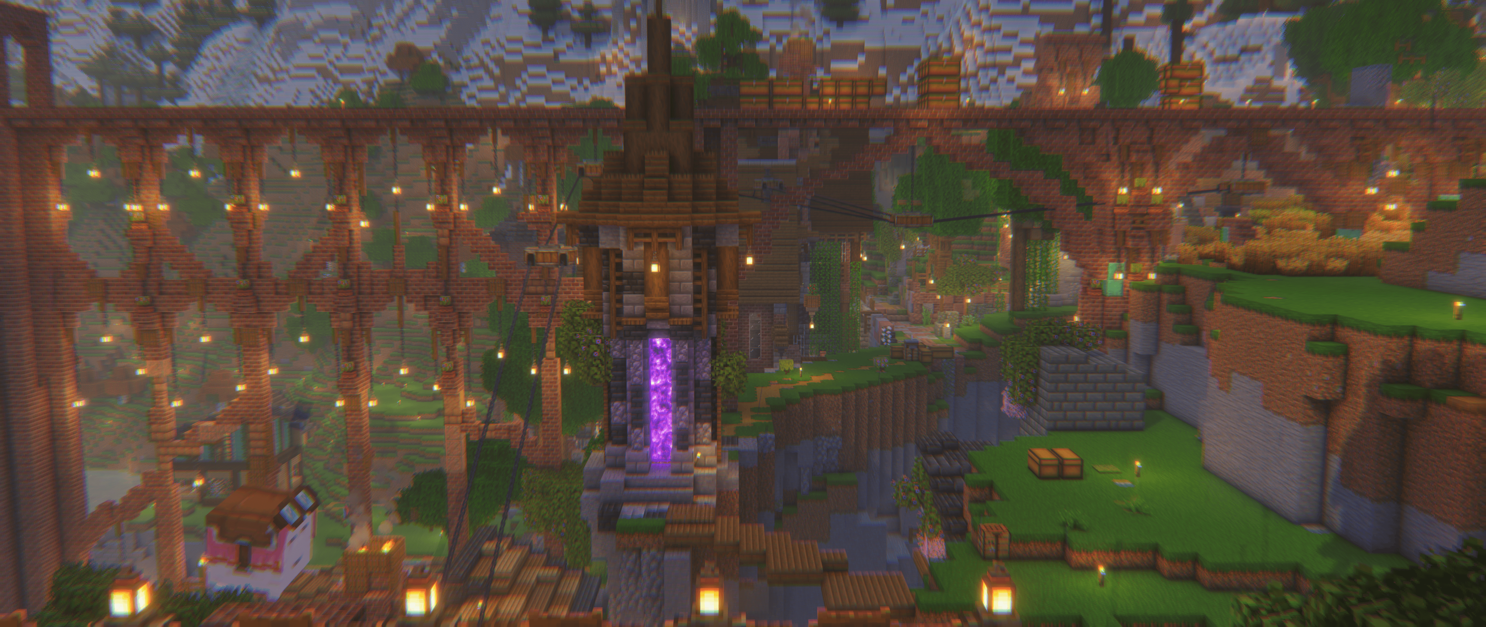 Close-up of decorated nether portal build